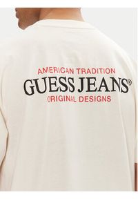 Guess Jeans T-Shirt M4BI75 K8FQ4 Écru Overshirt Fit. Materiał: bawełna