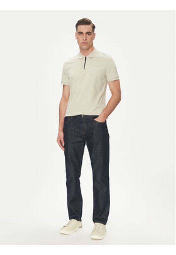 BOSS Polo Passerzip 50537507 Beżowy Slim Fit. Typ kołnierza: polo. Kolor: beżowy. Materiał: bawełna