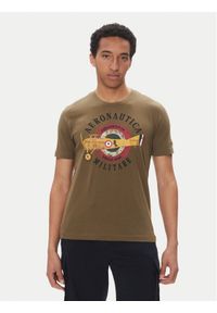 Aeronautica Militare T-Shirt 251TS2414J641 Khaki Regular Fit. Kolor: brązowy. Materiał: bawełna
