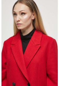 medicine - Medicine płaszcz z domieszką wełny kolor czerwony przejściowy dwurzędowy. Kolor: czerwony. Materiał: wełna. Wzór: aplikacja. Styl: klasyczny #4