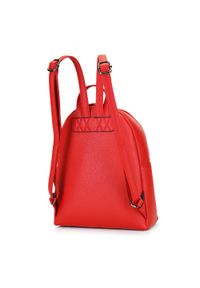 Wittchen - Damski plecak z kieszenią z przodu. Kolor: czerwony. Materiał: skóra ekologiczna. Wzór: aplikacja, paski. Styl: elegancki #2