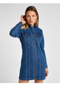 Lee - LEE DAMSKA SUKIENKA JEANSOWA LEE FOREVERFIT RIDER DRESS CLEAN RILEY 112355125. Materiał: jeans