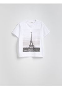 Reserved - T-shirt z nadrukiem - biały. Kolor: biały. Materiał: bawełna. Wzór: nadruk #1