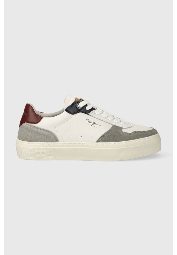 Pepe Jeans sneakersy skórzane YOGI STREET M kolor biały PMS30997. Nosek buta: okrągły. Kolor: biały. Materiał: skóra