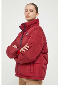Tommy Jeans kurtka puchowa damska kolor bordowy zimowa. Kolor: czerwony. Materiał: puch. Sezon: zima #10