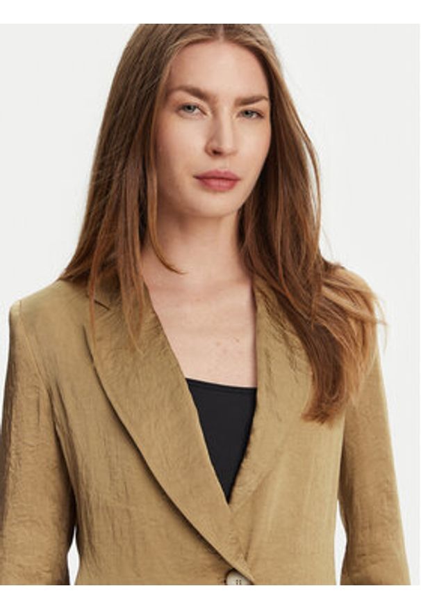 Marella Marynarka Selz 2513041085 Beżowy Regular Fit. Kolor: beżowy. Materiał: acetat