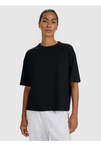 4f - 4F T-shirt oversize z nadrukiem damski - czarny XL. Okazja: na co dzień. Kolor: czarny. Materiał: materiał, bawełna, jersey, dzianina. Długość rękawa: krótki rękaw. Długość: krótkie. Wzór: nadruk. Styl: sportowy, klasyczny, casual