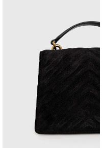 Pinko torebka zamszowa kolor czarny. Kolor: czarny. Materiał: zamszowe #4