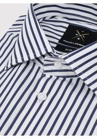Pako Lorente - PAKO LORENTE – Bawełniana koszula męska w granatowe paski. Kolor: niebieski. Materiał: bawełna. Długość rękawa: długi rękaw. Długość: długie. Wzór: paski #4