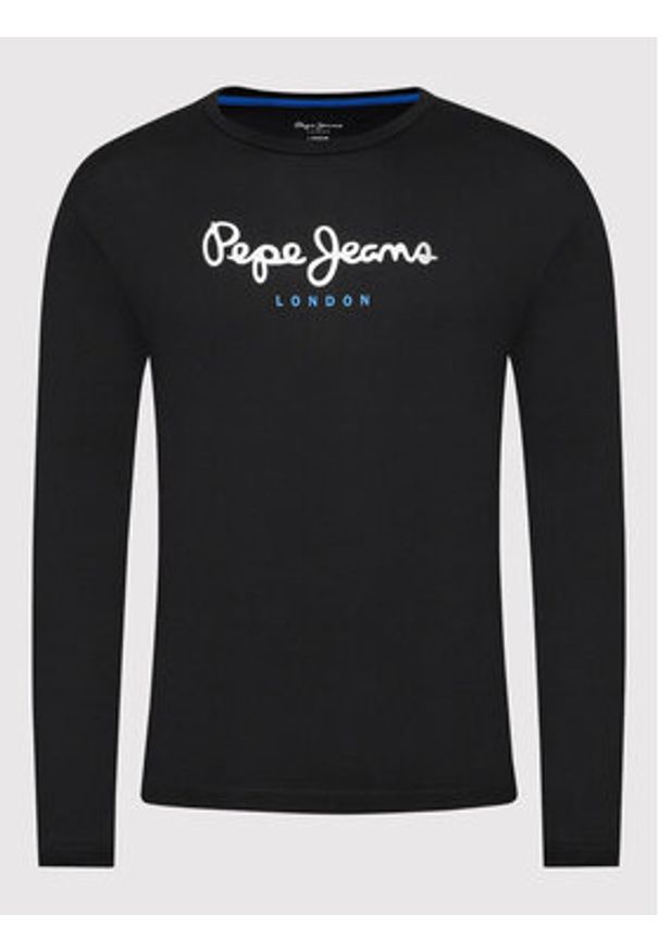 Pepe Jeans Longsleeve Eggo PM508209 Czarny Regular Fit. Kolor: czarny. Materiał: bawełna. Długość rękawa: długi rękaw