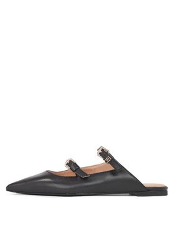 TOMMY HILFIGER - Tommy Hilfiger Klapki Th Pointy Leather Mule FW0FW07722 Czarny. Kolor: czarny. Materiał: skóra