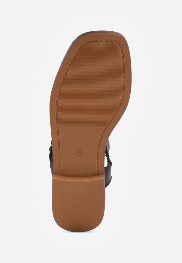 Renee - Czarne Sandały VICES z Zakrytym Noskiem Przeplatanymi Paskami i Aplikacją Coradia. Okazja: na co dzień. Zapięcie: pasek. Kolor: czarny. Wzór: aplikacja. Sezon: lato. Styl: wakacyjny, casual, elegancki