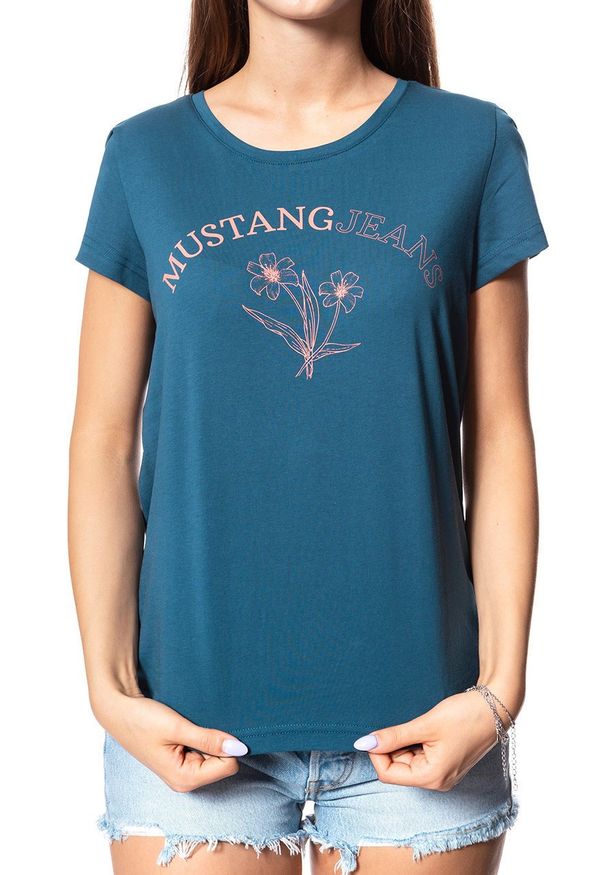 Mustang - MUSTANG T SHIRT DAMSKI Alina C Print Majolica Blue 1008934 5243. Wzór: nadruk