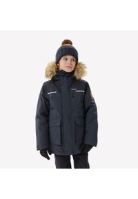 quechua - Parka turystyczna dla dzieci Quechua NH900 wodoodporna. Typ kołnierza: kołnierzyk stójkowy. Kolor: szary, pomarańczowy, wielokolorowy. Materiał: futro. Sezon: zima. Styl: sportowy, elegancki