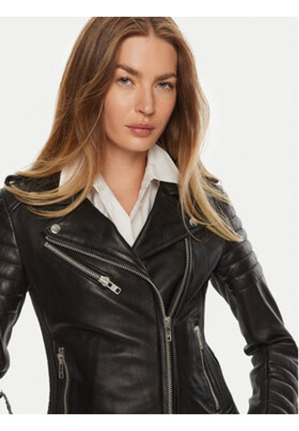 Serge Pariente Kurtka skórzana Hipster Girl Czarny Regular Fit. Kolor: czarny. Materiał: skóra