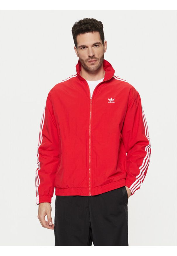 Adidas - adidas Bluza adicolor Firebird IT2495 Czerwony Loose Fit. Kolor: czerwony. Materiał: syntetyk