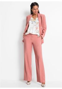 Spodnie z szerokimi nogawkami bonprix dymny brzoskwiniowy. Kolor: różowy #7