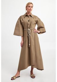 Twinset Milano - Sukienka TWINSET. Materiał: len. Typ sukienki: koszulowe. Długość: maxi #5