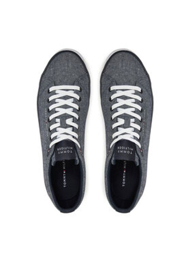 TOMMY HILFIGER - Tommy Hilfiger Tenisówki Th Hi Vulc Low Core Chambray FM0FM05389 Niebieski. Kolor: niebieski. Materiał: materiał