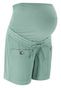Szorty ciążowe bojówki bonprix dymny zielony. Kolekcja: moda ciążowa. Kolor: zielony #1