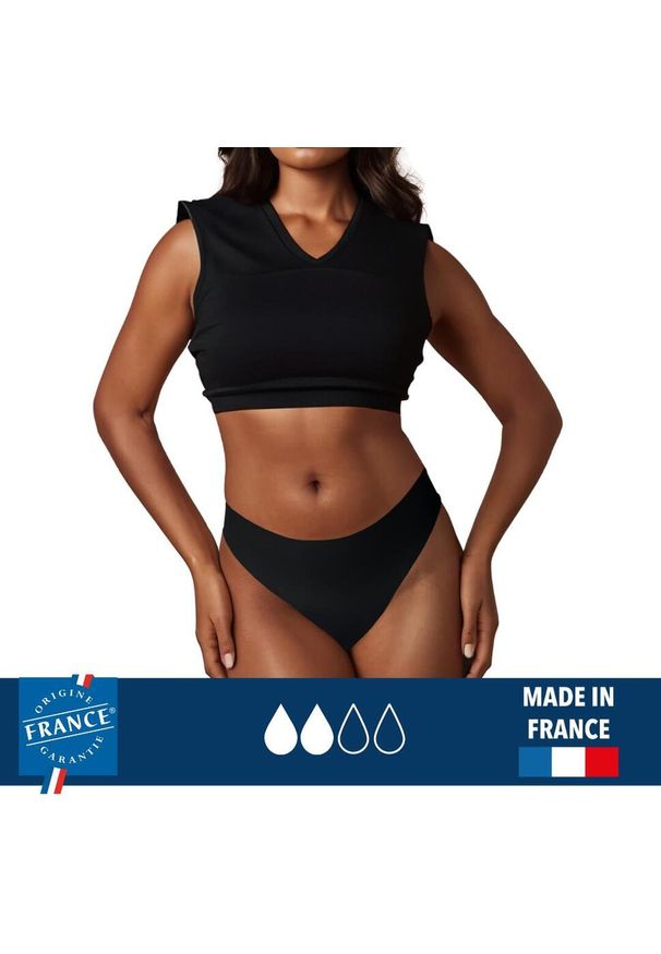 PLIM UNDERWEAR - Menstruacyjny strój kąpielowy brazylijski – średnia chłonność. Kolor: czarny