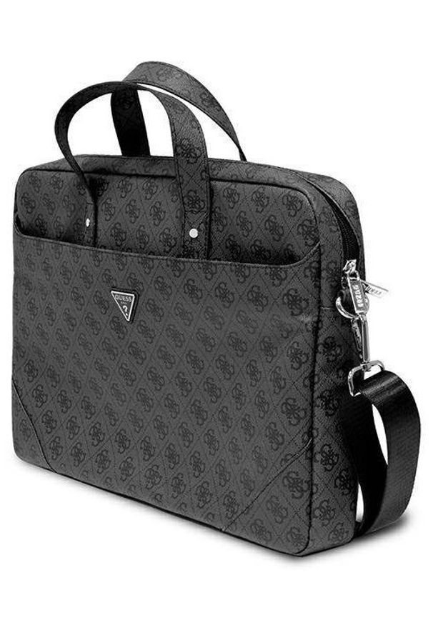 Torba Guess Saffiano 4G Triangle Logo Computer Bag 16” czarny. Kolor: czarny. Materiał: skóra ekologiczna, materiał. Wzór: aplikacja. Styl: elegancki