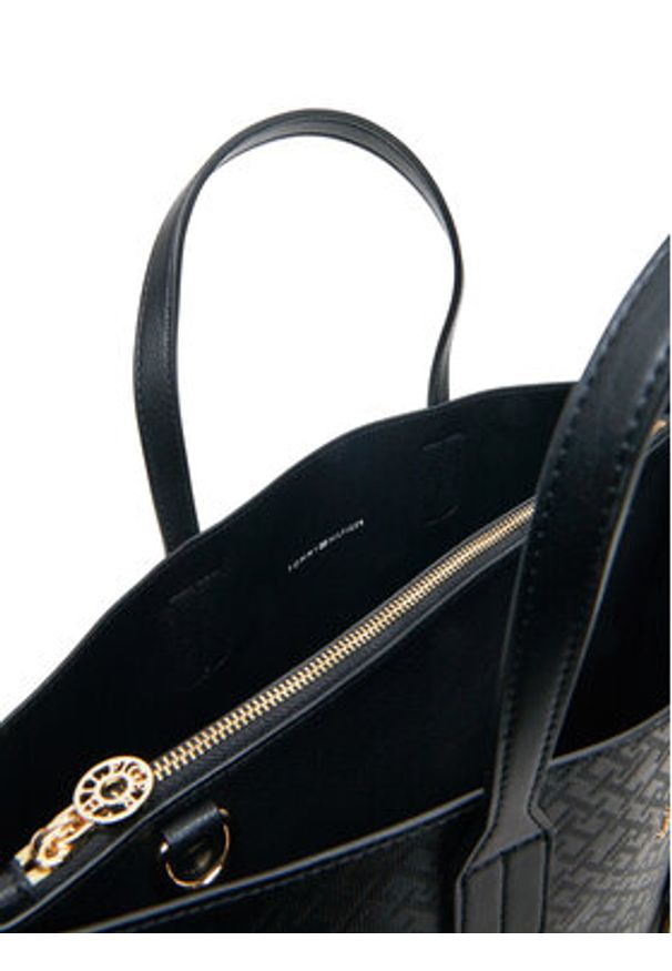 TOMMY HILFIGER - Tommy Hilfiger Torebka Th Distinct Satchel Mono AW0AW17174 Czarny. Kolor: czarny. Materiał: skórzane