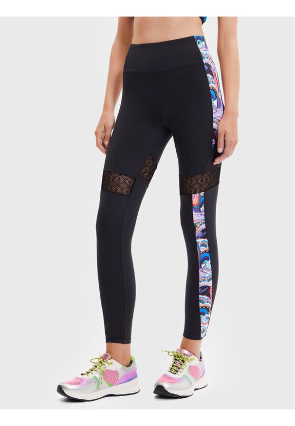 Desigual Legginsy MONSIEUR CHRISTIAN LACROIX Lotus 22WWKK13 Czarny Slim Fit. Kolor: czarny. Materiał: syntetyk