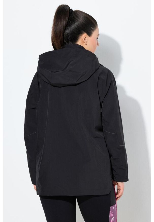 ULLA POPKEN - Damskie Kurtka sportowa kaptur wodoodporna dwukierunkowy zamek błyskawiczny. Kolekcja: plus size. Kolor: czarny. Materiał: poliester, materiał, elastan. Sport: turystyka piesza