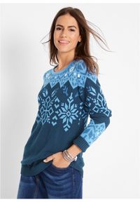 bonprix - Sweter w norweski wzór. Kolor: niebieski #1