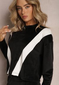 Renee - Czarny 2-częściowy Komplet Dresowy Welurowy z Bluzą i Spodniami Vestali. Kolor: czarny. Materiał: dresówka, welur #4