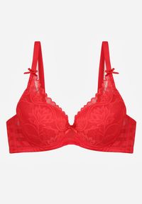 Born2be - Czerwony Biustonosz Koronkowy z Kokardkami Themikaia. Kolor: czerwony. Materiał: koronka #2