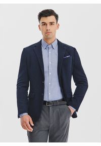 Pako Lorente - PAKO LORENTE – Granatowa dzianinowa marynarka męska. Kolor: niebieski. Materiał: dzianina #8