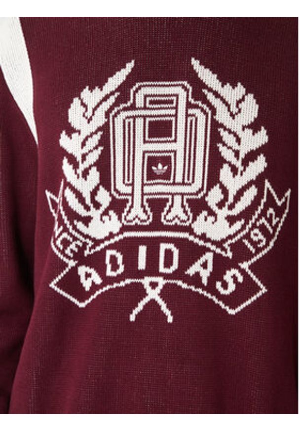 Adidas - adidas Sweter JX8215 Bordowy Regular Fit. Kolor: czerwony. Materiał: bawełna