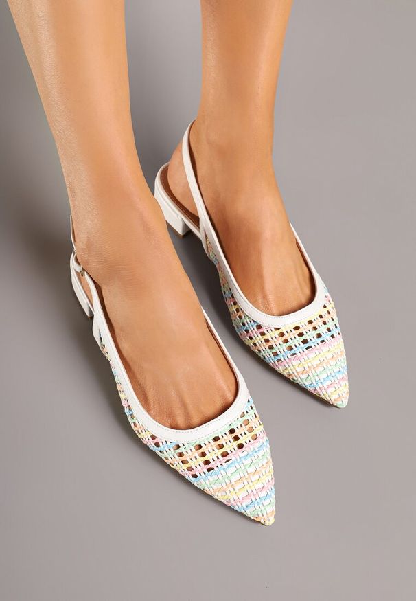 Renee - Białe Szydełkowe Sandały Slingback Odirissea. Zapięcie: sprzączka. Kolor: biały. Sezon: lato. Obcas: na szpilce. Styl: elegancki