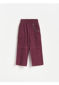 Reserved - GIRLS` TROUSERS & CHAIN - mahoniowy. Kolor: brązowy. Materiał: bawełna #1
