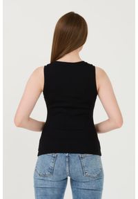 Karl Lagerfeld - KARL LAGERFELD Czarny damski top Logo Rib Tank, Rozmiar L. Kolor: czarny