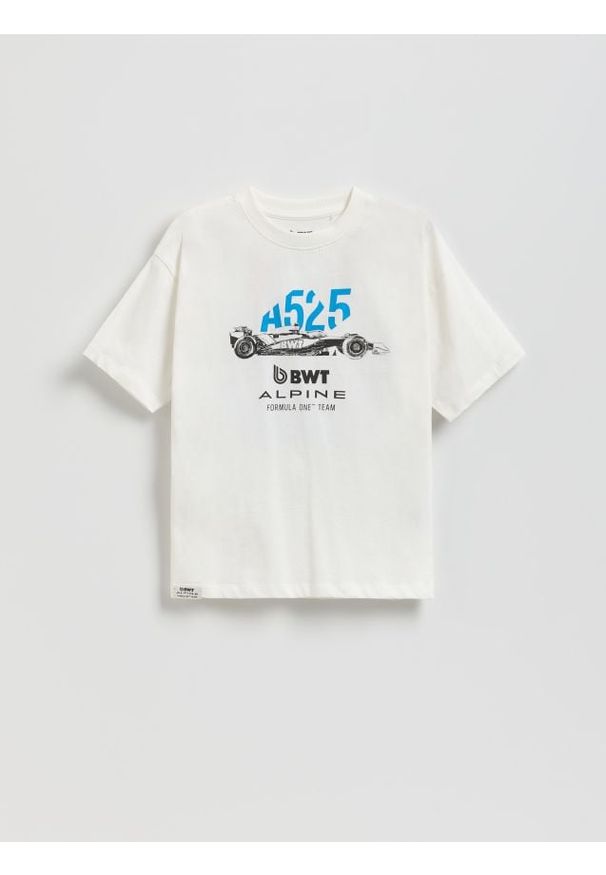 Reserved - T-shirt Team Alpine F1 - złamana biel. Materiał: bawełna, dzianina