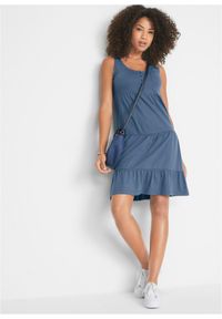 bonprix - Krótka sukienka z bawełnianego dżerseju. Kolor: niebieski. Materiał: jersey, bawełna. Długość rękawa: krótki rękaw. Sezon: lato. Długość: mini #3