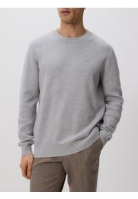 Reserved - Sweter z haftem - jasnoszary. Kolor: szary. Materiał: dzianina, bawełna. Wzór: haft #1