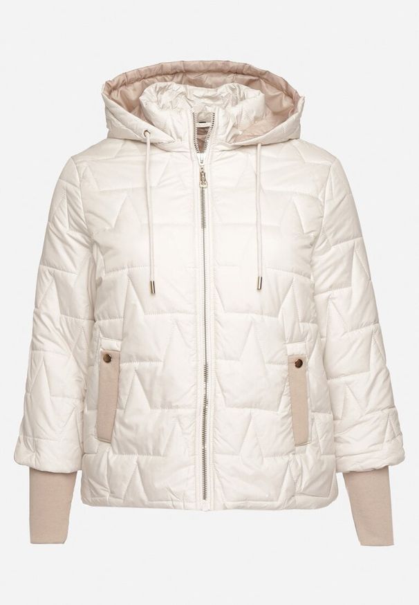 Born2be - Jasnoszara Pikowana Kurtka o Prostym Kroju z Kapturem Tulorisa. Okazja: na co dzień, na spacer. Typ kołnierza: kaptur. Kolekcja: plus size. Kolor: szary. Materiał: jeans. Wzór: aplikacja. Styl: klasyczny, casual, elegancki
