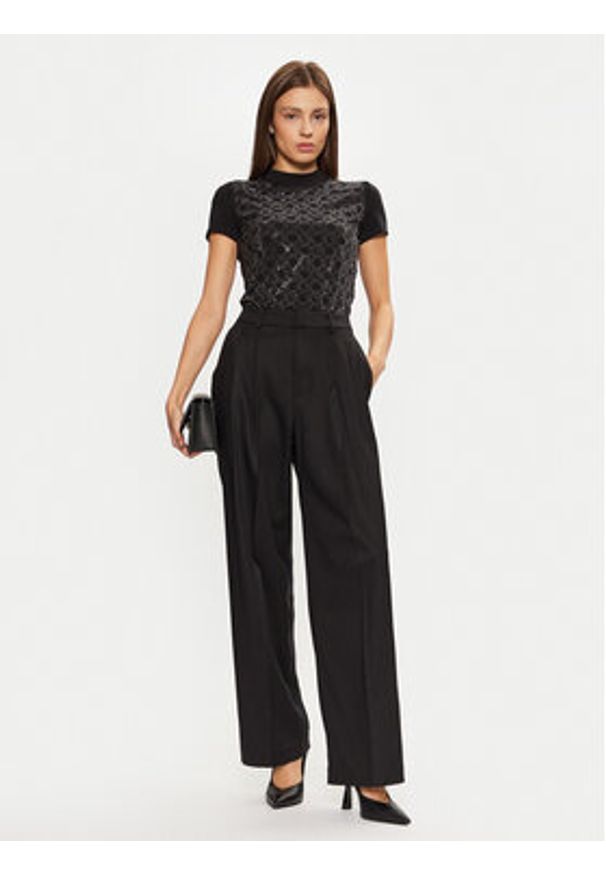 Guess Spodnie materiałowe W5RB68 WGXM2 Czarny Regular Fit. Kolor: czarny. Materiał: wiskoza