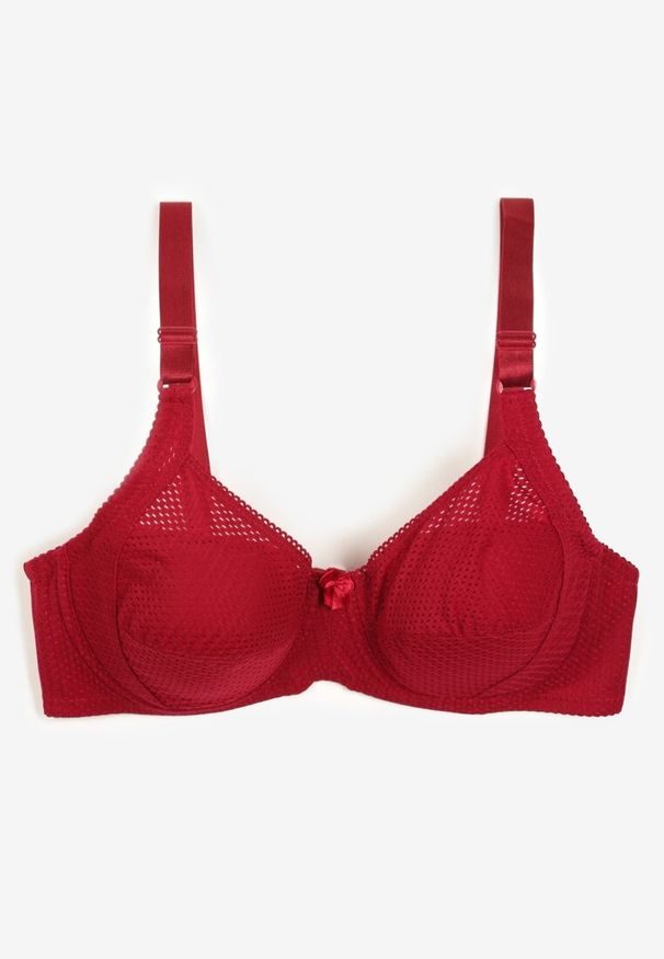 Born2be - Bordowy Biustonosz Full Cup ze Zdobieniem Zileviana. Kolor: czerwony. Wzór: aplikacja