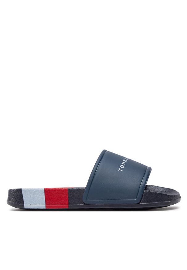 TOMMY HILFIGER - Tommy Hilfiger Klapki Stripes Pool Slide T3B0-33458-1172Y Granatowy. Kolor: niebieski