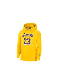 Nike - Bluza męska nike nba los angeles lakers lebron james essential pullover hoodie. Kolor: żółty. Sport: bieganie