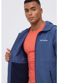 columbia - Columbia kurtka outdoorowa Tall Heights kolor niebieski przejściowa. Kolor: niebieski. Materiał: tkanina, materiał, softshell. Długość rękawa: raglanowy rękaw. Długość: długie #5