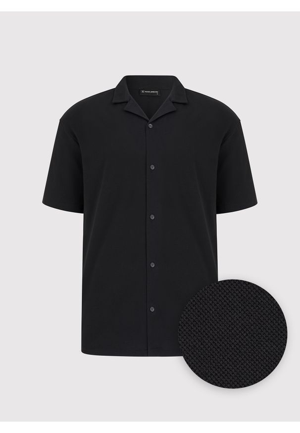 Pako Lorente - PAKO LORENTE - Koszula męska w kolorze czarnym z krótkim rękawem. Okazja: na co dzień. Kolor: czarny. Materiał: elastan, bawełna. Długość rękawa: krótki rękaw. Długość: krótkie. Sezon: lato. Styl: casual