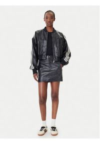 Adidas - adidas Kurtka z imitacji skóry Pleather KE5035 Czarny Oversize. Kolor: czarny. Materiał: skóra #3
