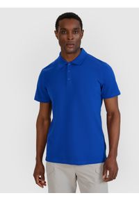 4f - 4F Koszulka polo regular męska - niebieska XXL. Okazja: na co dzień. Typ kołnierza: polo. Kolor: niebieski. Materiał: bawełna, dzianina, jersey. Wzór: gładki, ze splotem. Styl: klasyczny, casual, sportowy #1