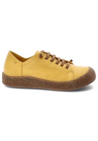 Półbuty damskie Ravini, ze skóry naturalnej licowej sznurowanie wygodna elastyczna podeszwa styl casual, żółte, 1301. Okazja: na co dzień. Zapięcie: sznurówki. Kolor: żółty. Materiał: skóra. Szerokość cholewki: normalna. Wzór: gładki. Styl: casual #3